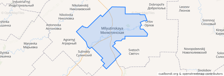 Mapa de ubicacion de Милютинское сельское поселение.