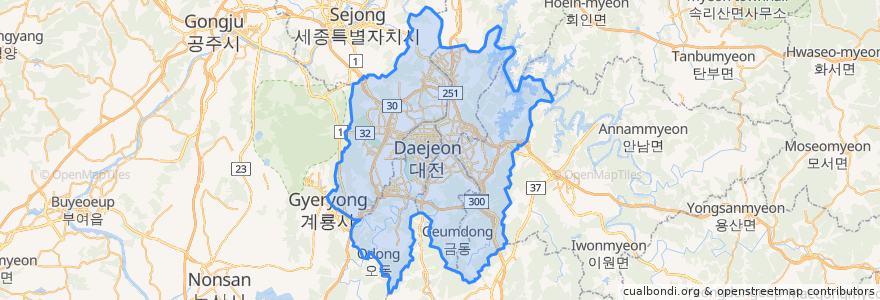 Mapa de ubicacion de Daejeon.