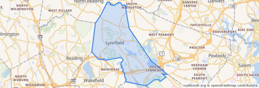 Mapa de ubicacion de Lynnfield.