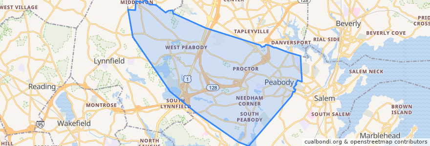 Mapa de ubicacion de Peabody.