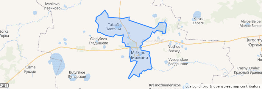 Mapa de ubicacion de городское поселение Мишкино.