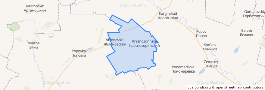 Mapa de ubicacion de Краснозоринское сельское поселение.