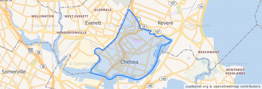 Mapa de ubicacion de Chelsea.