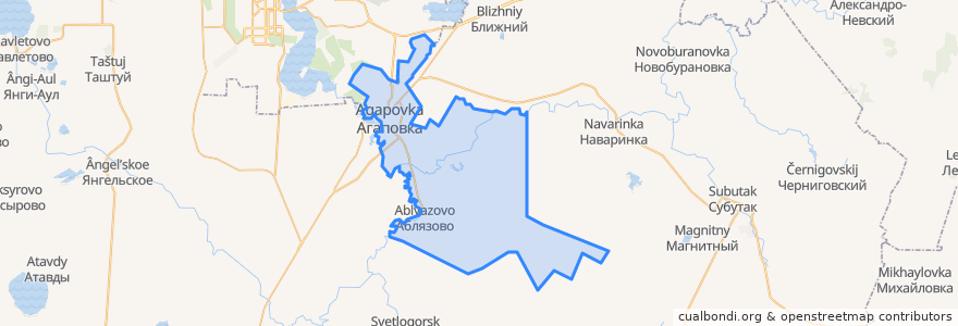 Mapa de ubicacion de Агаповское сельское поселение.