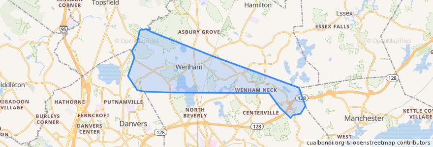 Mapa de ubicacion de Wenham.