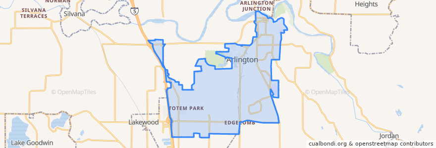Mapa de ubicacion de Arlington.