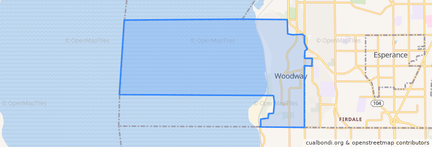 Mapa de ubicacion de Woodway.