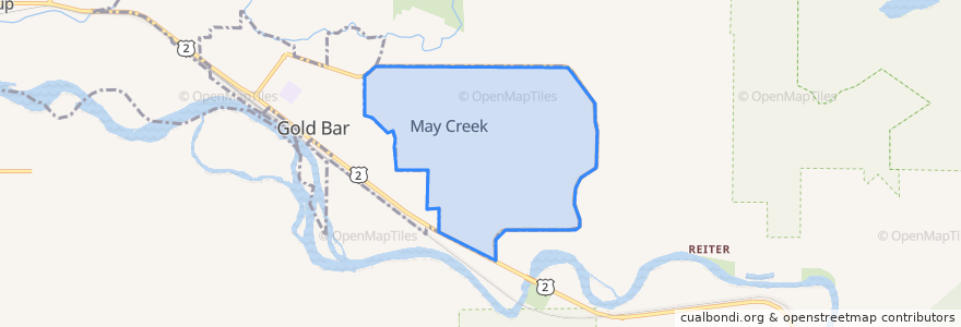 Mapa de ubicacion de May Creek.