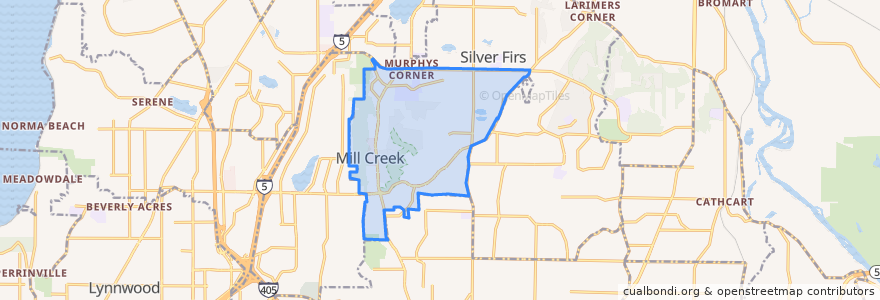 Mapa de ubicacion de Mill Creek.