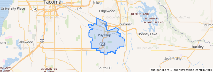 Mapa de ubicacion de Puyallup.