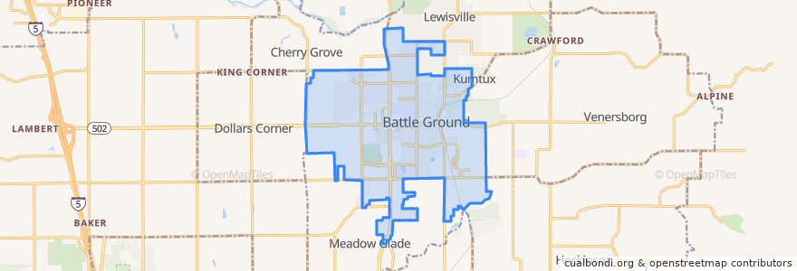 Mapa de ubicacion de Battle Ground.