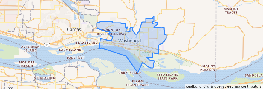 Mapa de ubicacion de Washougal.