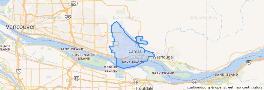 Mapa de ubicacion de Camas.