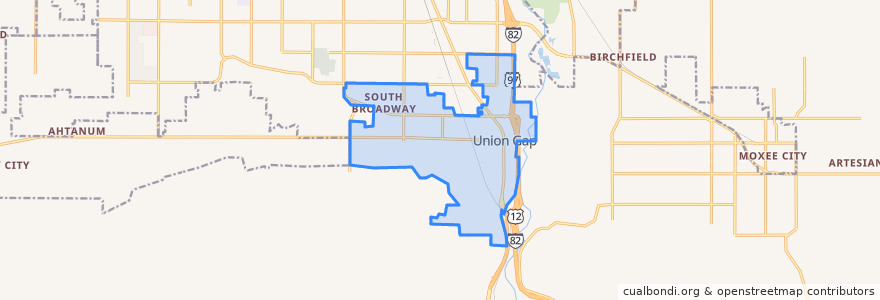 Mapa de ubicacion de Union Gap.