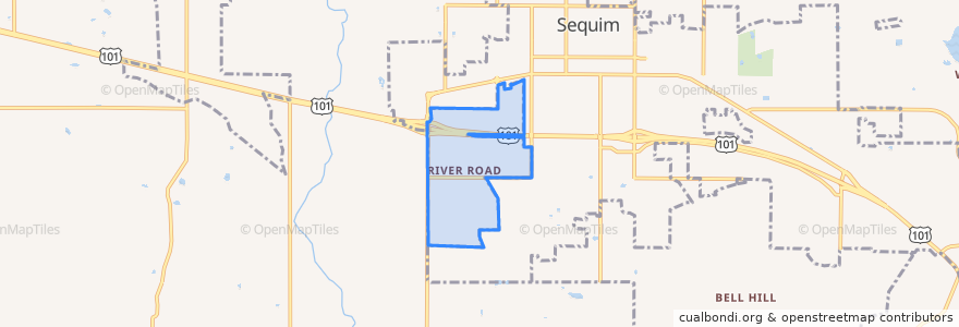 Mapa de ubicacion de River Road.