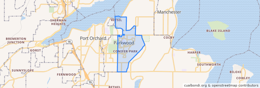 Mapa de ubicacion de Parkwood.