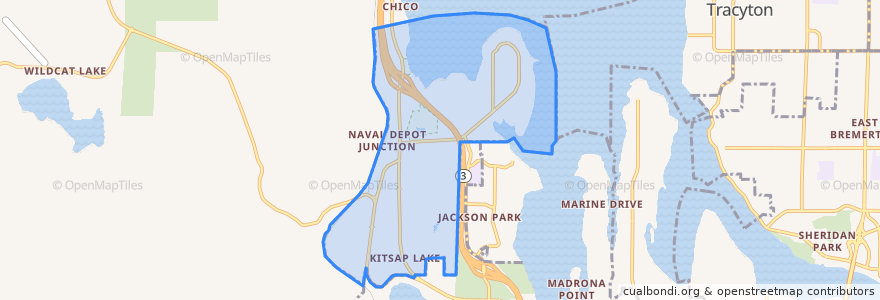 Mapa de ubicacion de Erlands Point-Kitsap Lake.
