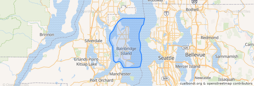 Mapa de ubicacion de Bainbridge Island.