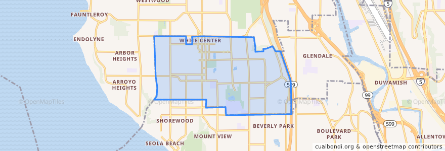 Mapa de ubicacion de White Center.