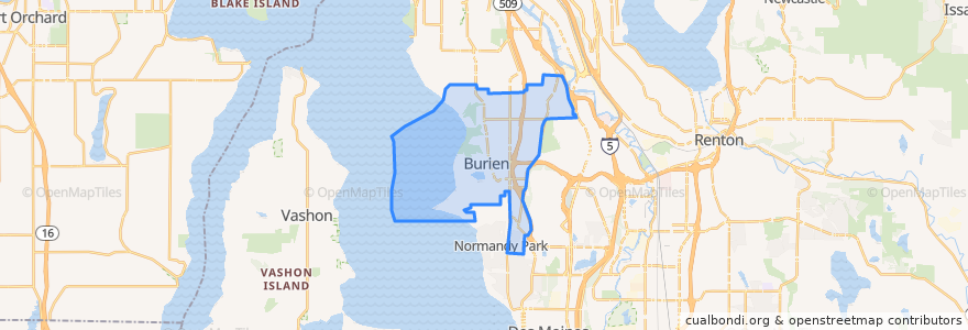 Mapa de ubicacion de Burien.