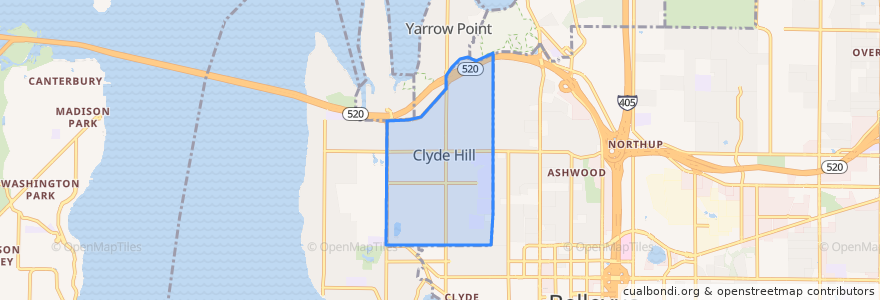 Mapa de ubicacion de Clyde Hill.