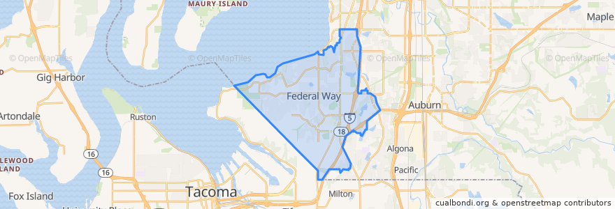 Mapa de ubicacion de Federal Way.