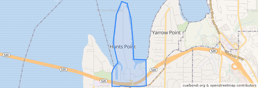 Mapa de ubicacion de Hunts Point.