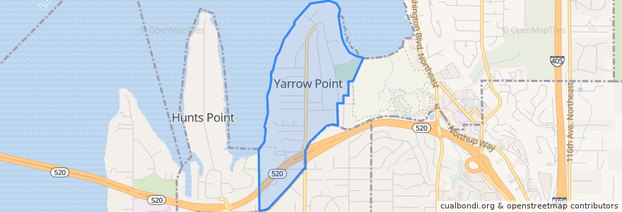Mapa de ubicacion de Yarrow Point.