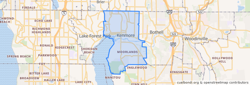 Mapa de ubicacion de Kenmore.