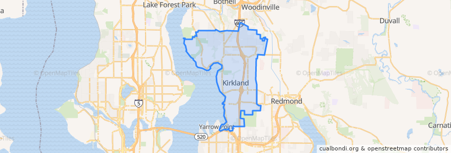 Mapa de ubicacion de Kirkland.