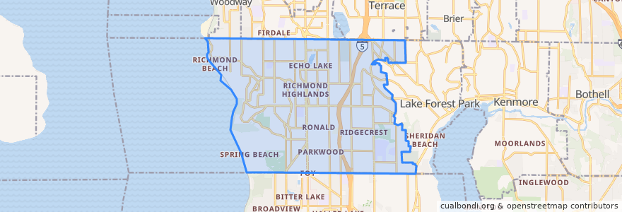 Mapa de ubicacion de Shoreline.