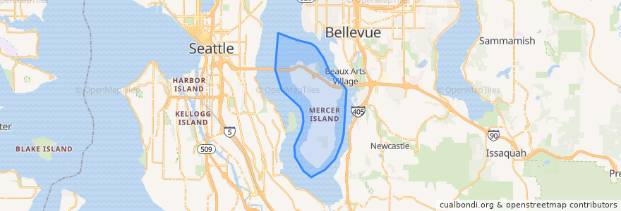 Mapa de ubicacion de Mercer Island.
