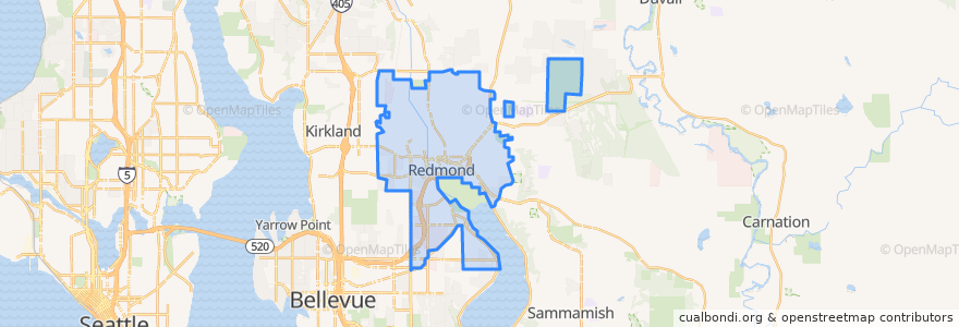 Mapa de ubicacion de Redmond.