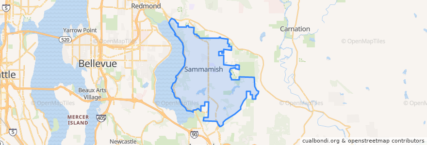 Mapa de ubicacion de Sammamish.
