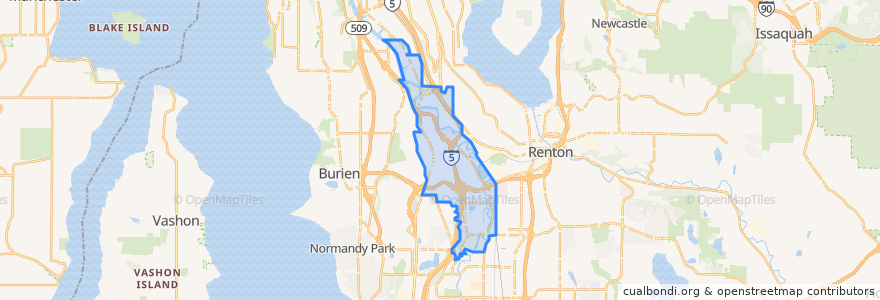 Mapa de ubicacion de Tukwila.
