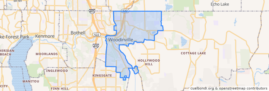 Mapa de ubicacion de Woodinville.