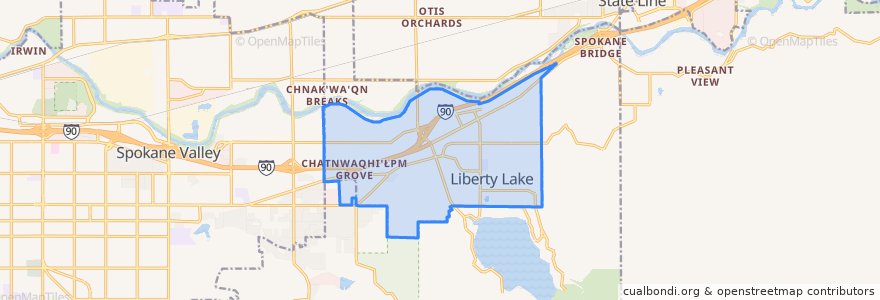 Mapa de ubicacion de Liberty Lake.