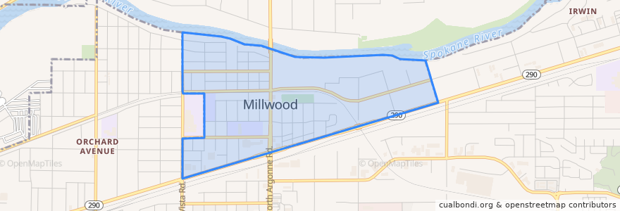 Mapa de ubicacion de Millwood.