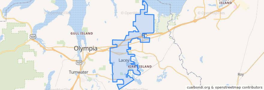 Mapa de ubicacion de Lacey.