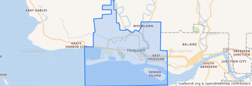 Mapa de ubicacion de Hoquiam.