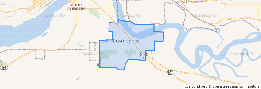 Mapa de ubicacion de Cosmopolis.