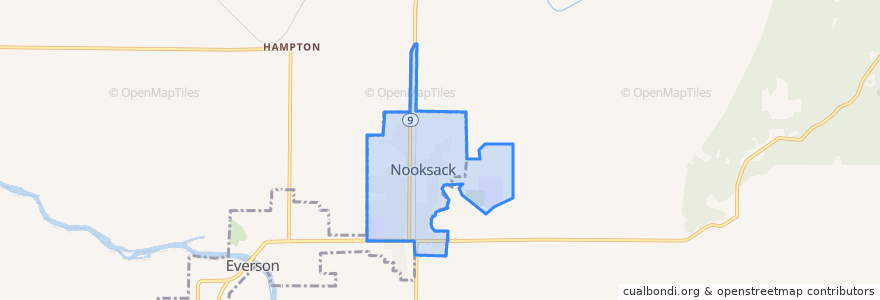 Mapa de ubicacion de Nooksack.