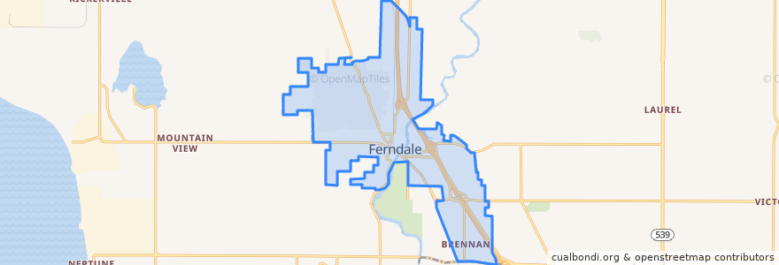 Mapa de ubicacion de Ferndale.