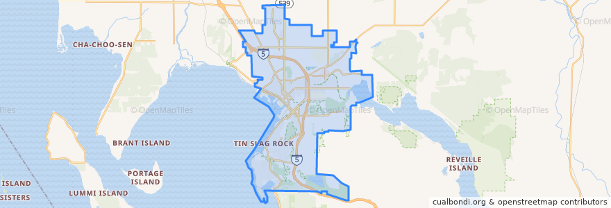 Mapa de ubicacion de Bellingham.