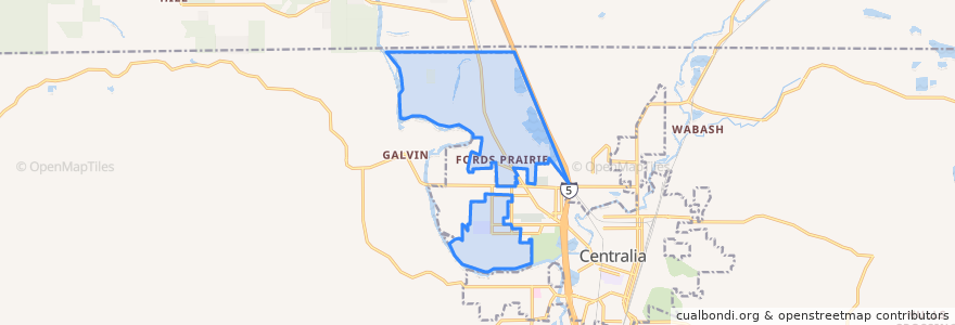 Mapa de ubicacion de Fords Prairie.