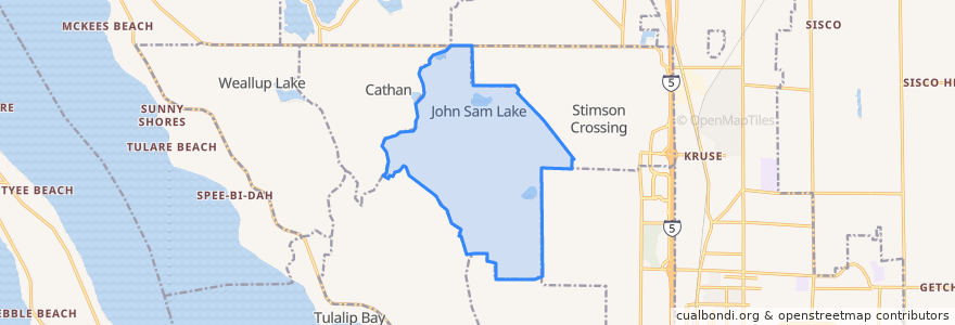 Mapa de ubicacion de John Sam Lake.