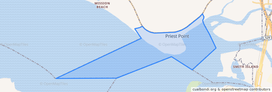 Mapa de ubicacion de Priest Point.