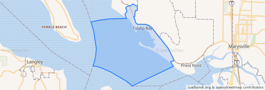 Mapa de ubicacion de Tulalip Bay.