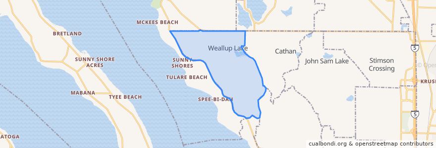 Mapa de ubicacion de Weallup Lake.