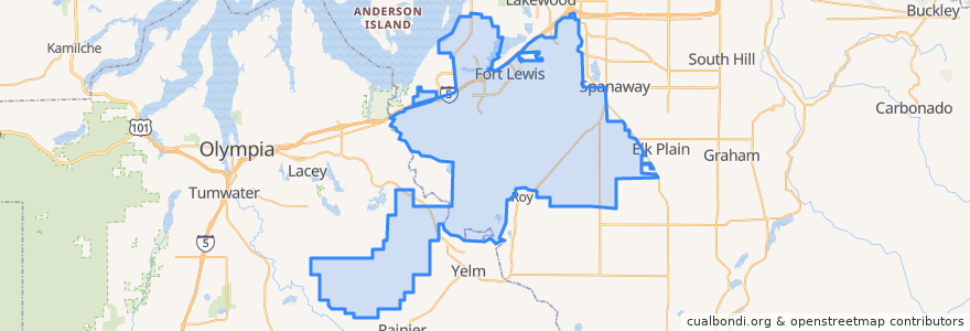 Mapa de ubicacion de Joint Base Lewis-McChord.